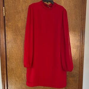 Elegant Scarlet Long Sleeve Dress